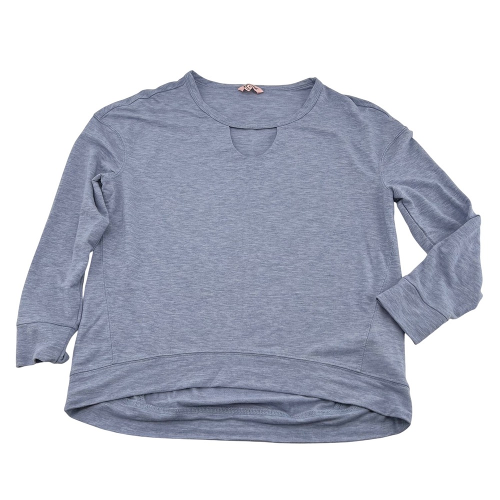 Juicy Couture Womens Medium‎ Blue Heathered Cutout Neck Long Sleeve Pullover Top